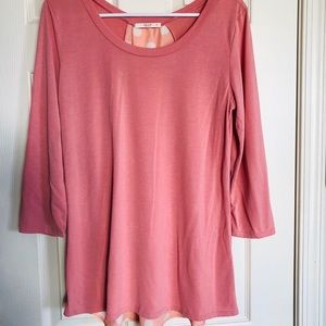 Le Lis half sleeve drape pleated back blouse